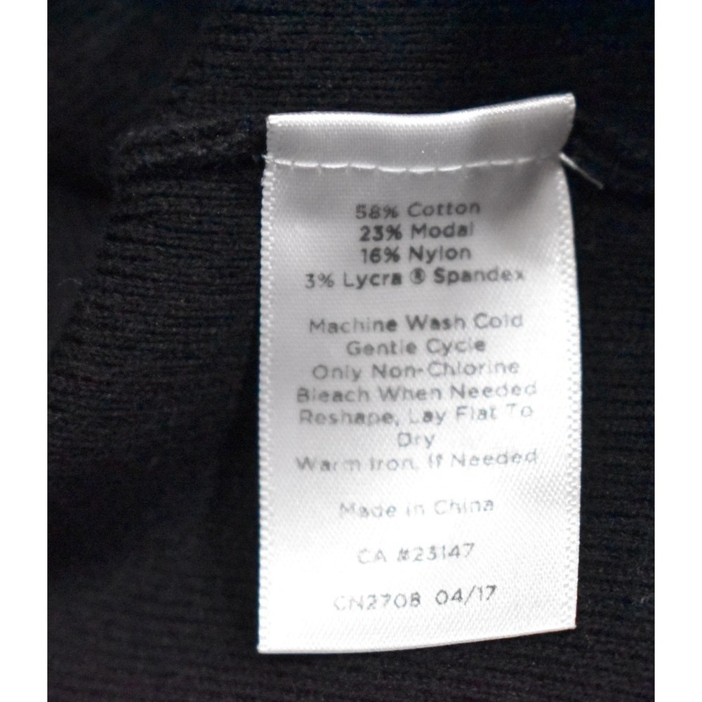Talbots X Sweater Scallop Trim Solid Stretch VNeck Ribbed Elegant Black Pullover - Picture 14 of 16